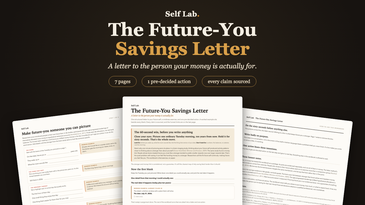 The Future-You Savings Letter — sample pages